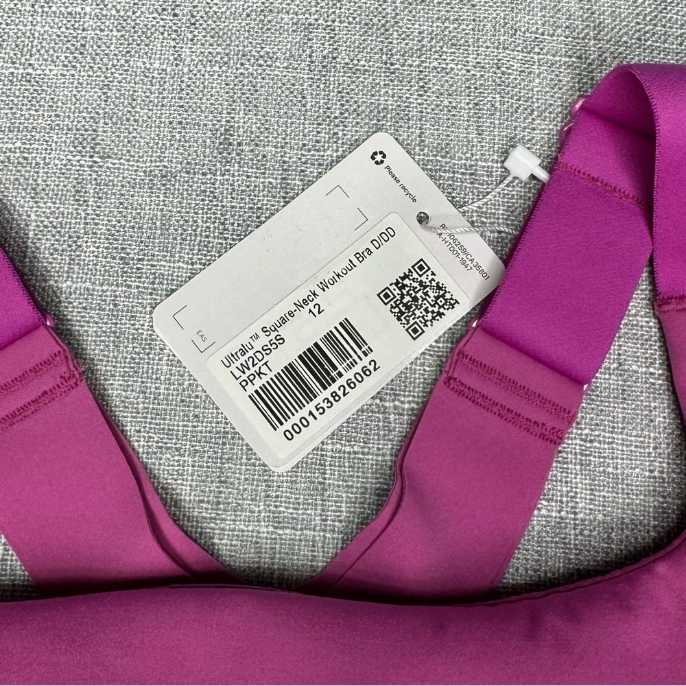 Lululemon Ultralu Square Neck Workout Bra D/DD Pow Pink Size 12 NWT - Picture 10 of 10